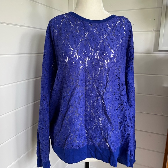 Stella & Dot Cobalt Blue Lace Top, Size 2X, Good Used Condition - Picture 2 of 6